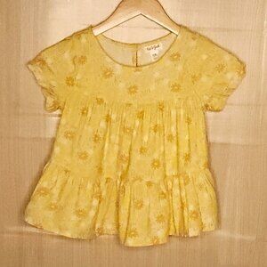 Cat & Jack Girls Yellow Floral Short Sleeve Babydoll Tunic Top 8